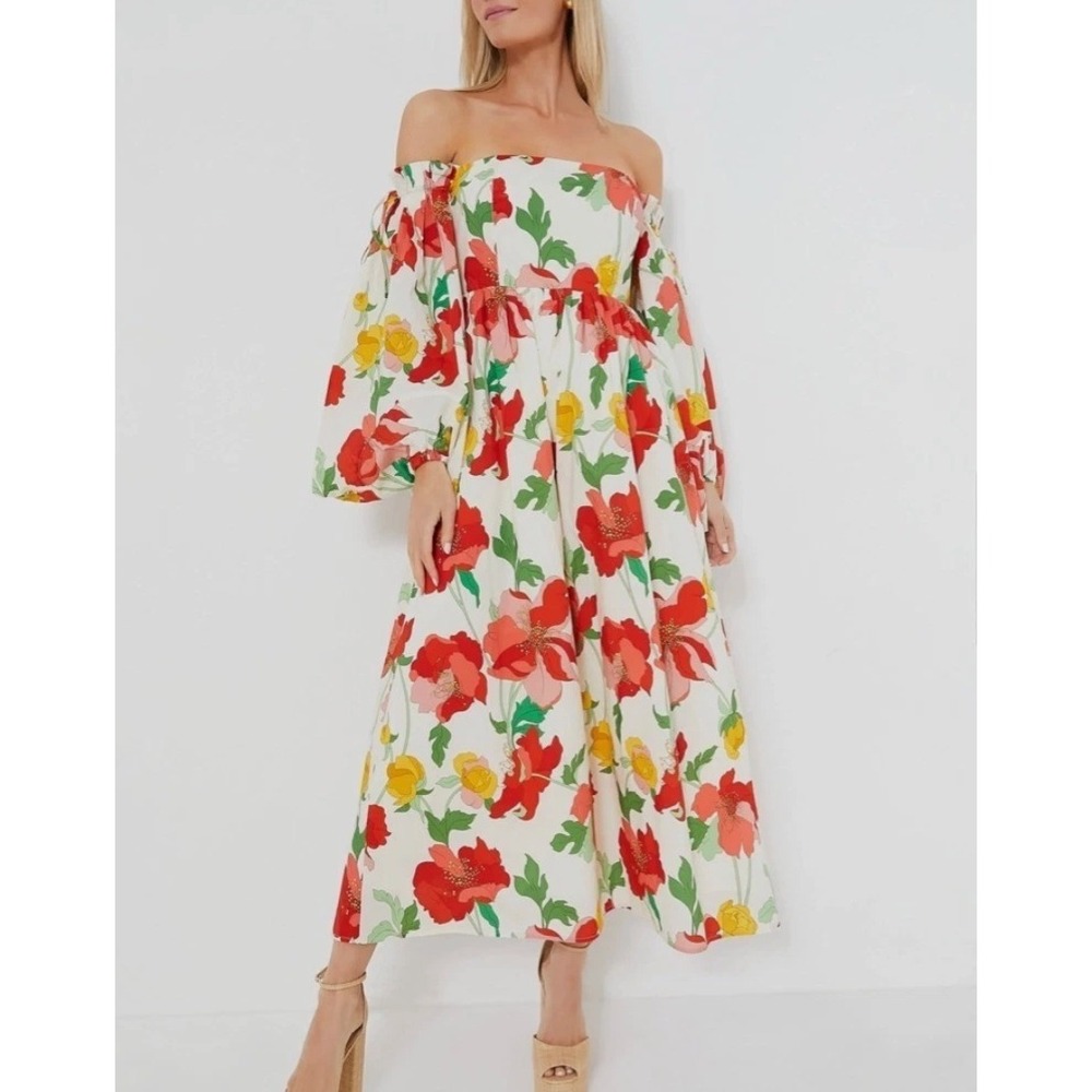 Tuckernuck Hyacinth House Marigold Maxi Dress Puff Sleeve Floral NWT XXS Regency